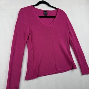 Eileen‎ Fisher XS Long Sleeve V-Neck Knit Sweater Top Italian Yarn